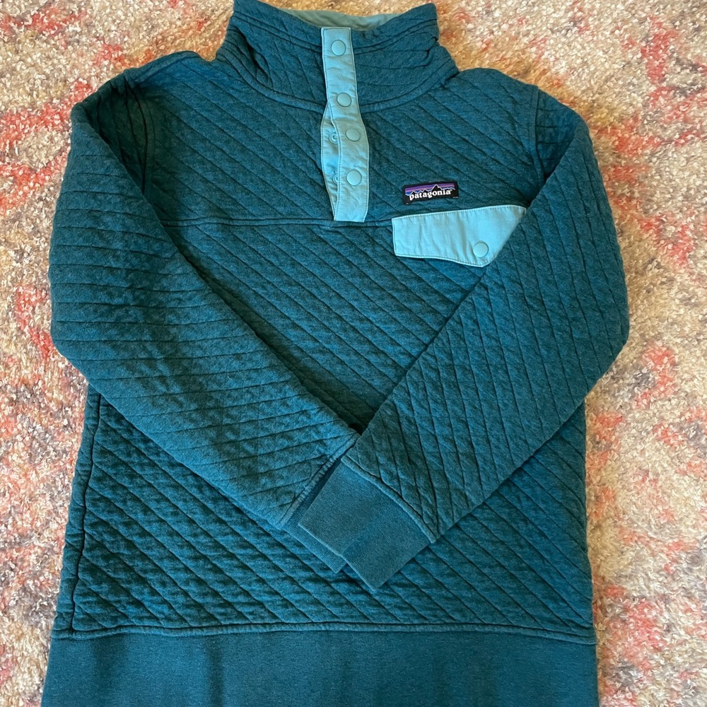 Patagonia Women’s Organic Cotton Quilt Snap-T® Pullover, teal, size xs